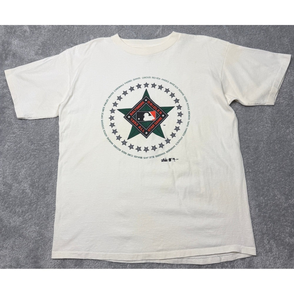 VTG Majestic T Shirt Mens XL White Orioles 1993 MLB All Star Game Single Stitch